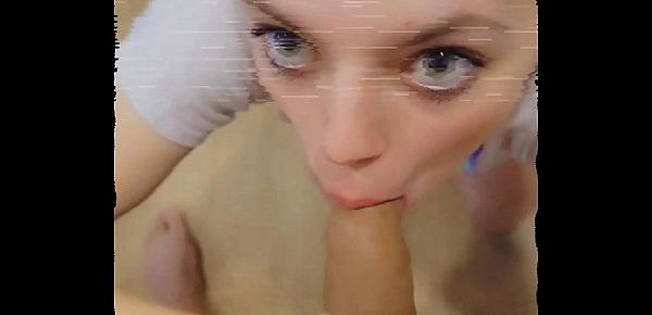  Young Tiny Petite Teen Sucks on BBC and Gags on Dick Making me Cum twice in a Row